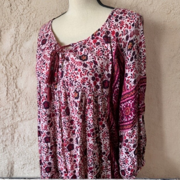 AMERICAN EAGLE BOHO FLORAL LONG SLEEVE DRESS SIZE XS - Picture 3 of 11